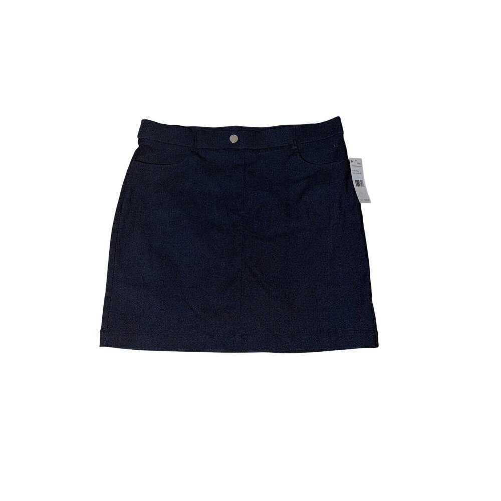 Rafaella Womens Dark Rinse Denim Skirt L With Pockets Stretch Waist Stylish Casu